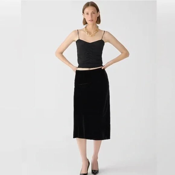 NWT J. Crew Gwyneth Black Velvet Slip Skirt Size Small - Picture 5 of 5
